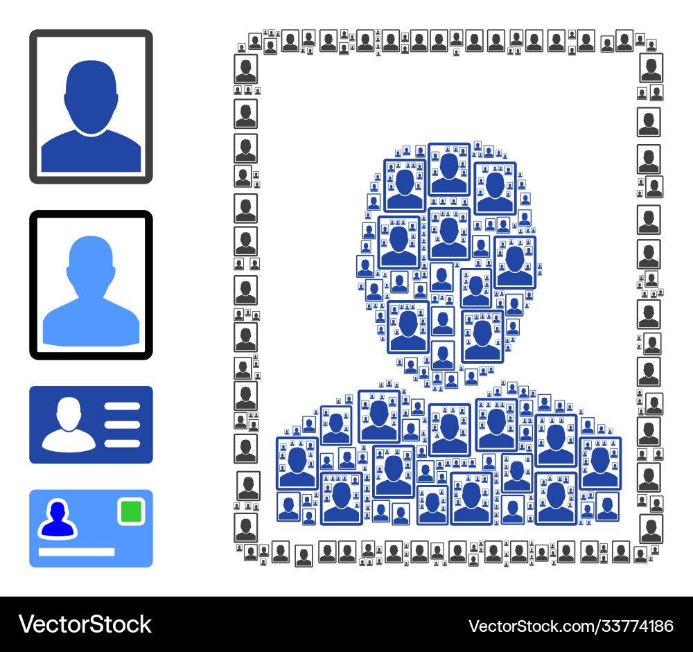 Man portrait recursion collage self items Vector Image