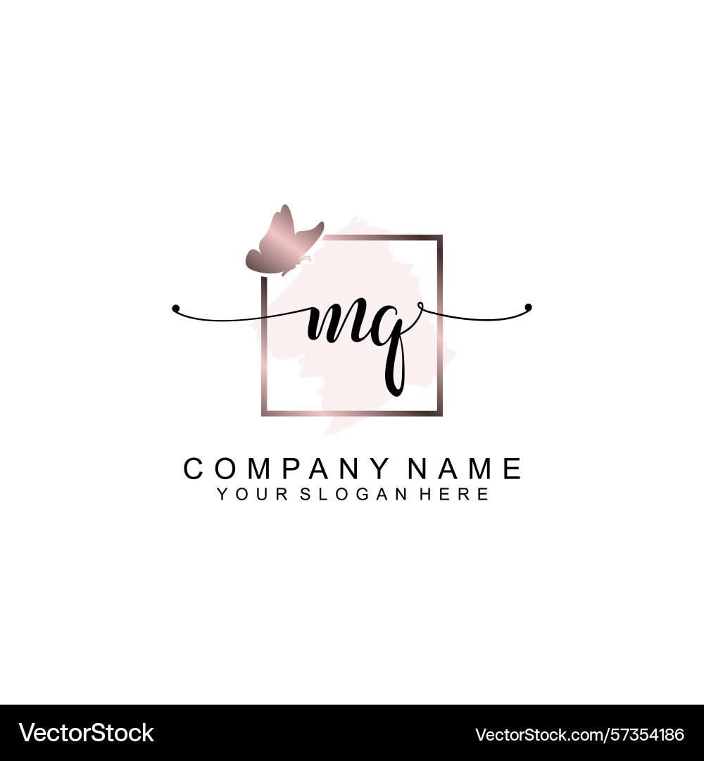 Minimalist handwritten mq initial logos with soft Vector Image