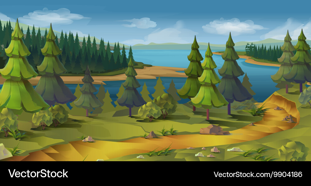 Pine Forest Landscape Royalty Free Vector Image