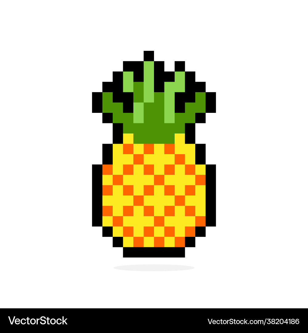 Pineapple pixel image for 8 bit game assets Pineapple pixel image for 8 bit game assets Vector Image