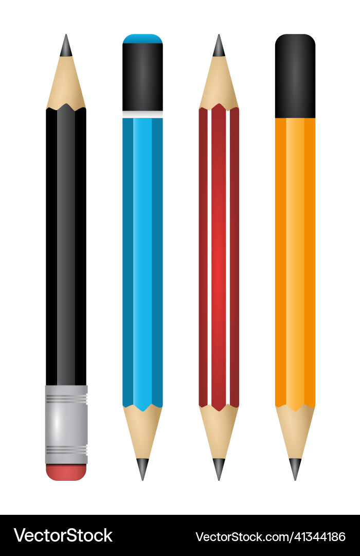 Realistic sharpened pencils of various types vector image