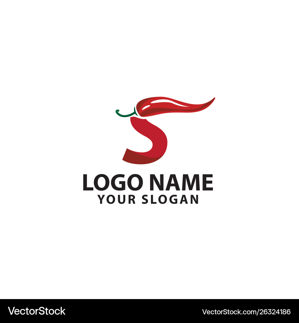 S-letter chilli logoidentity design S-letter chilli logoidentity design vector image