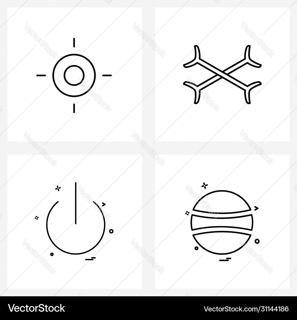 Set 4 line icon signs and symbols target Vector Image