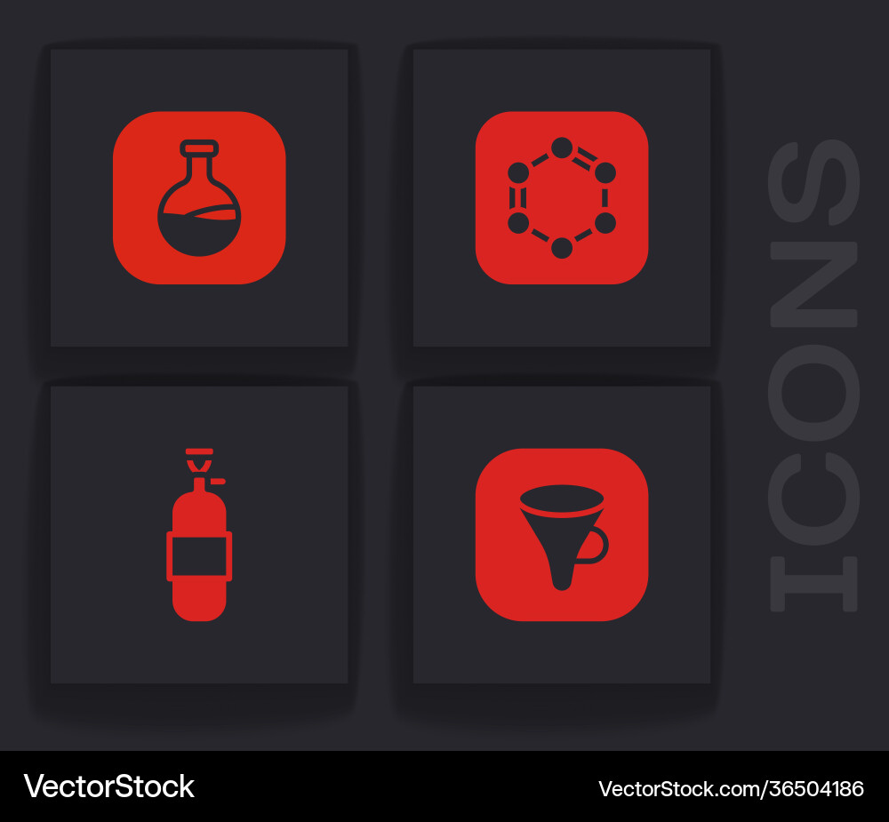 Set funnel or filter test tube and flask formula Set funnel or filter test tube and flask formula vector image