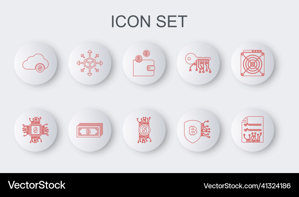 Set line smart contract processor chip Set line smart contract processor chip vector image