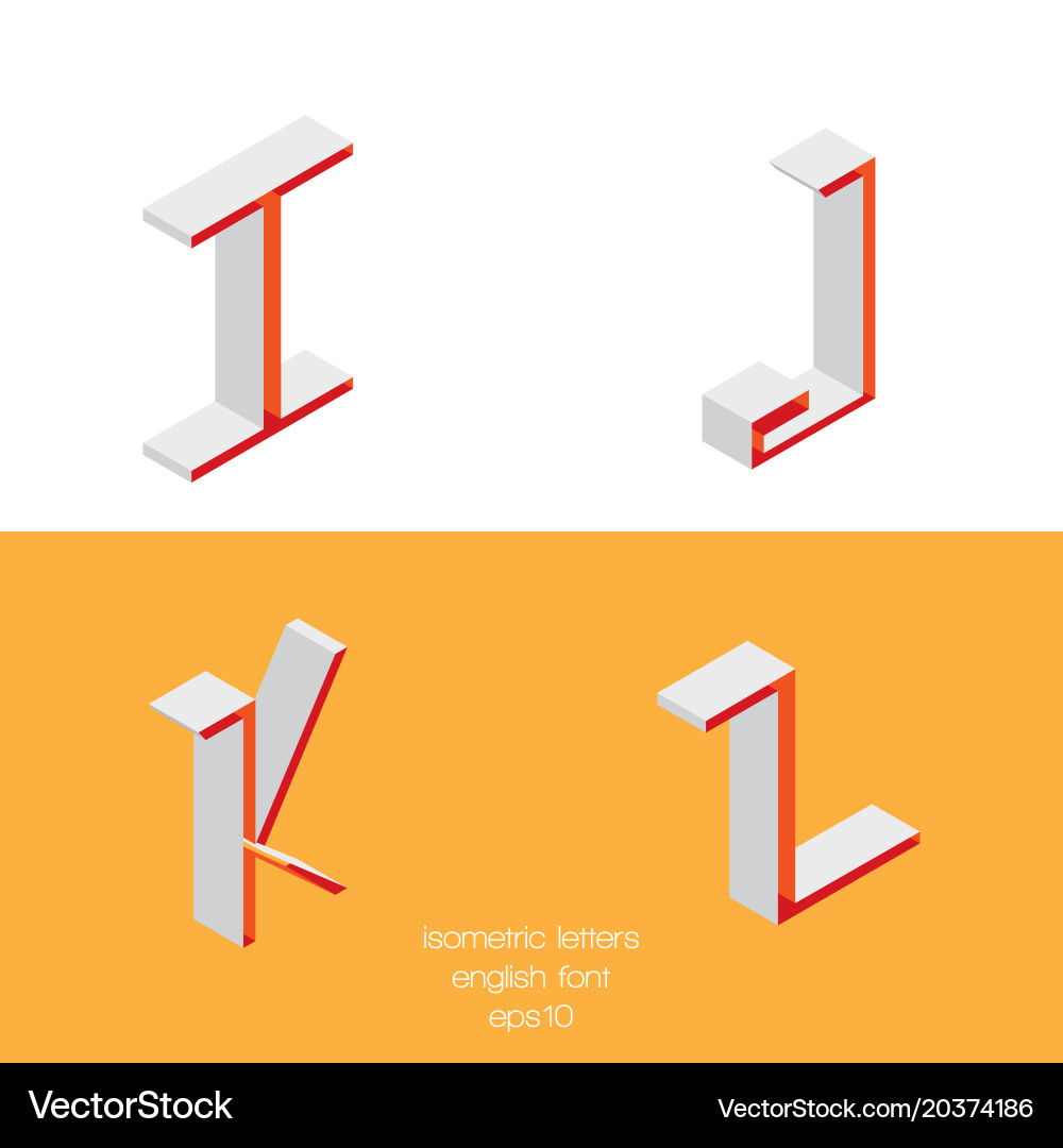 Set of isometry letters i j k l font part vector image