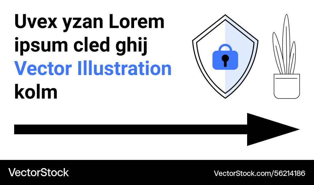 Shield with lock black arrow and text elements vector image