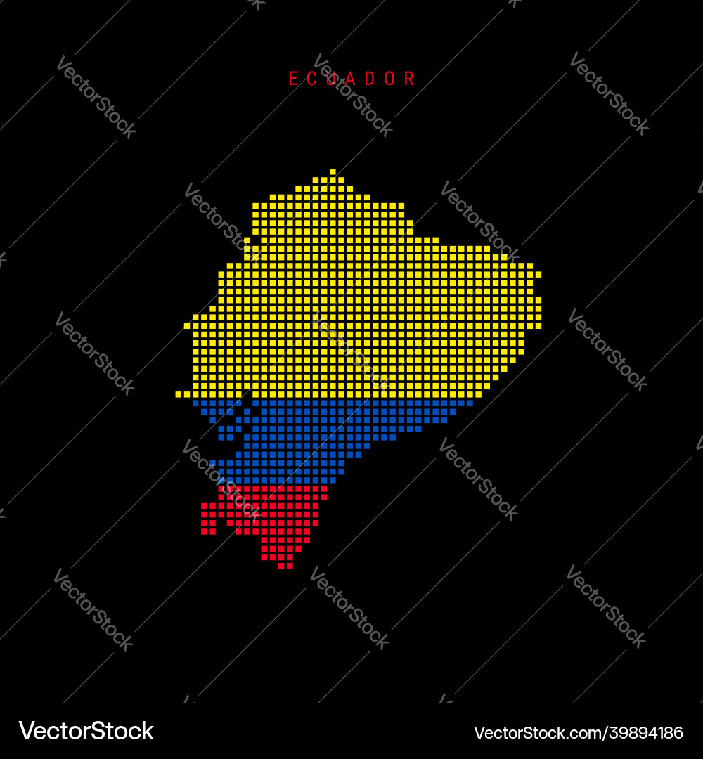 Square dots pattern map of ecuador dotted pixel Square dots pattern map of ecuador dotted pixel vector image