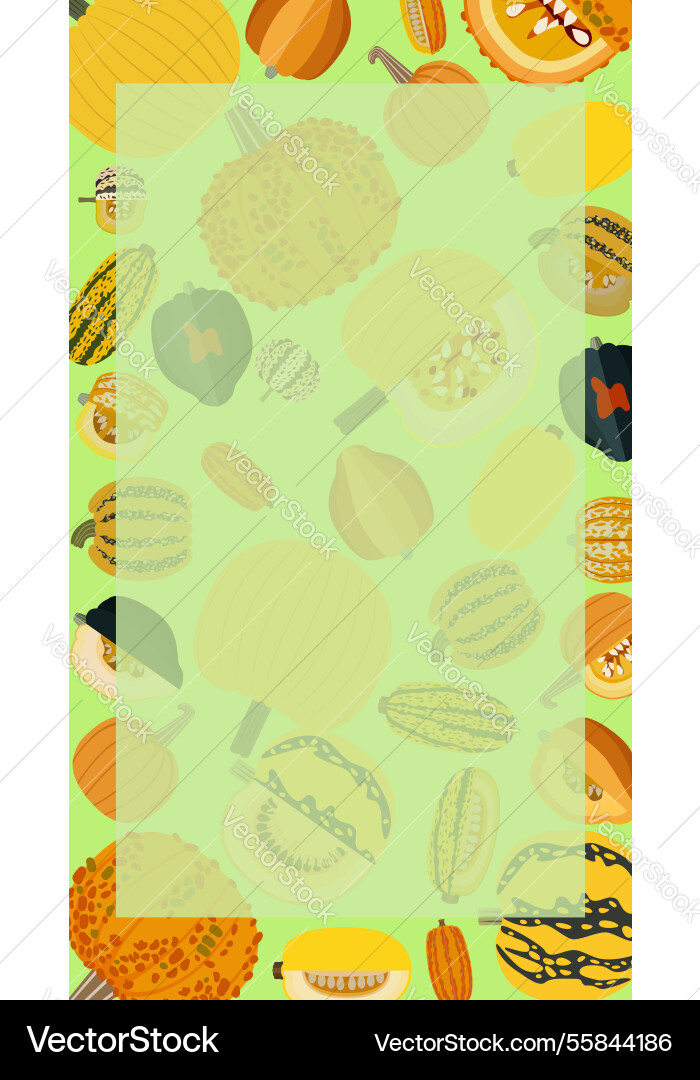 Vertical banner with types of winter squash Vertical banner with types of winter squash Vector Image