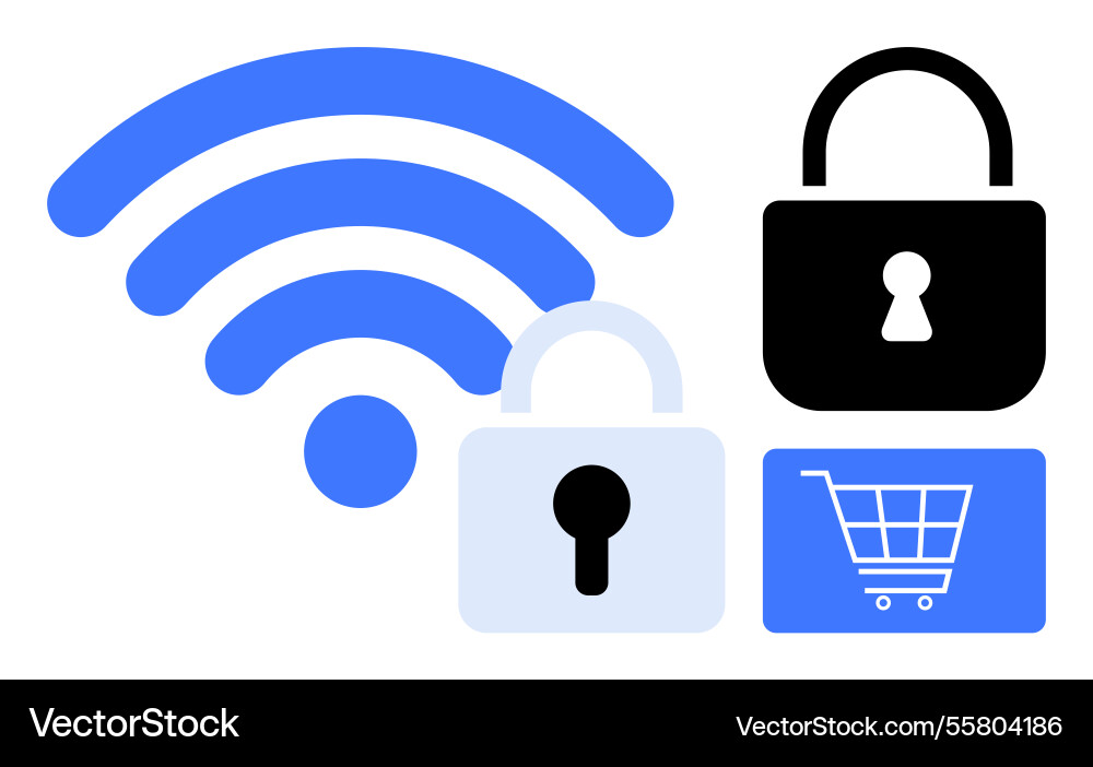 Wireless security concept with signal Wireless security concept with signal vector image