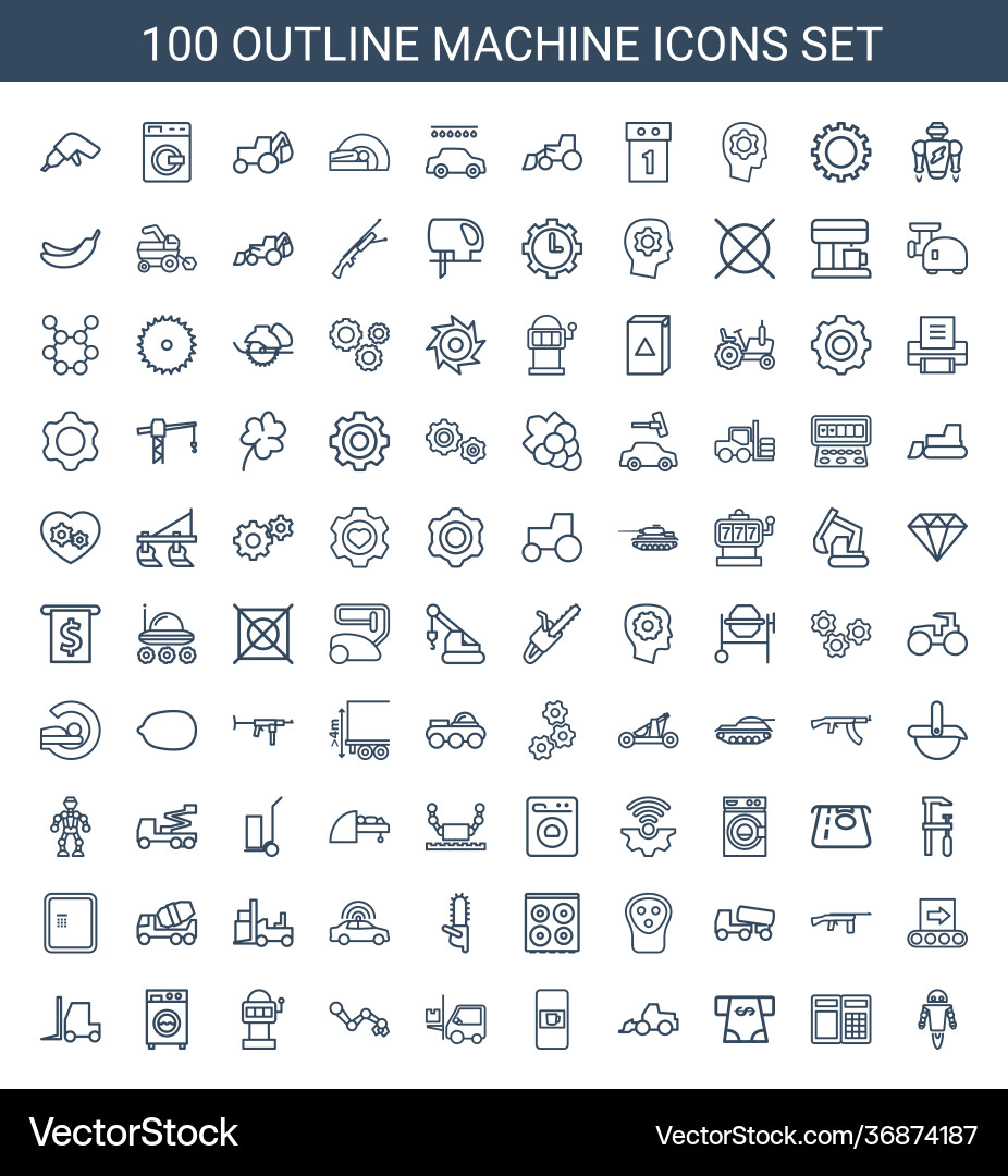 100 machine icons Royalty Free Vector Image - VectorStock