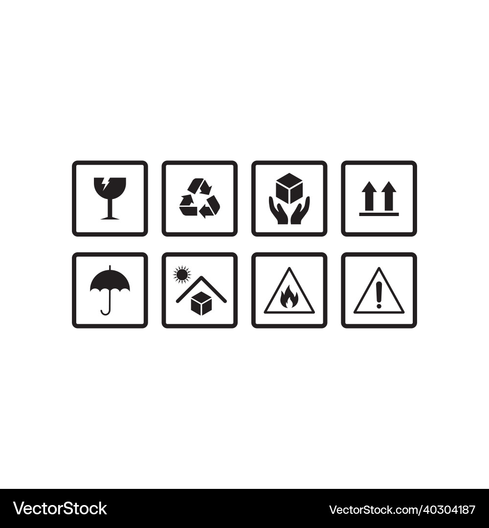 A set of package icon fragile vector image