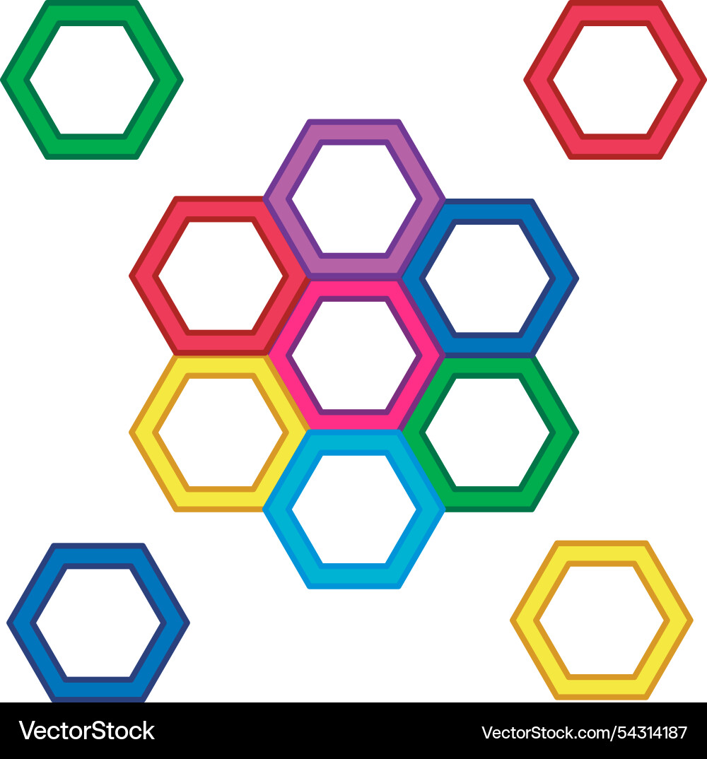 Bright hexagons arranged in a seamless pattern Bright hexagons arranged in a seamless pattern vector image
