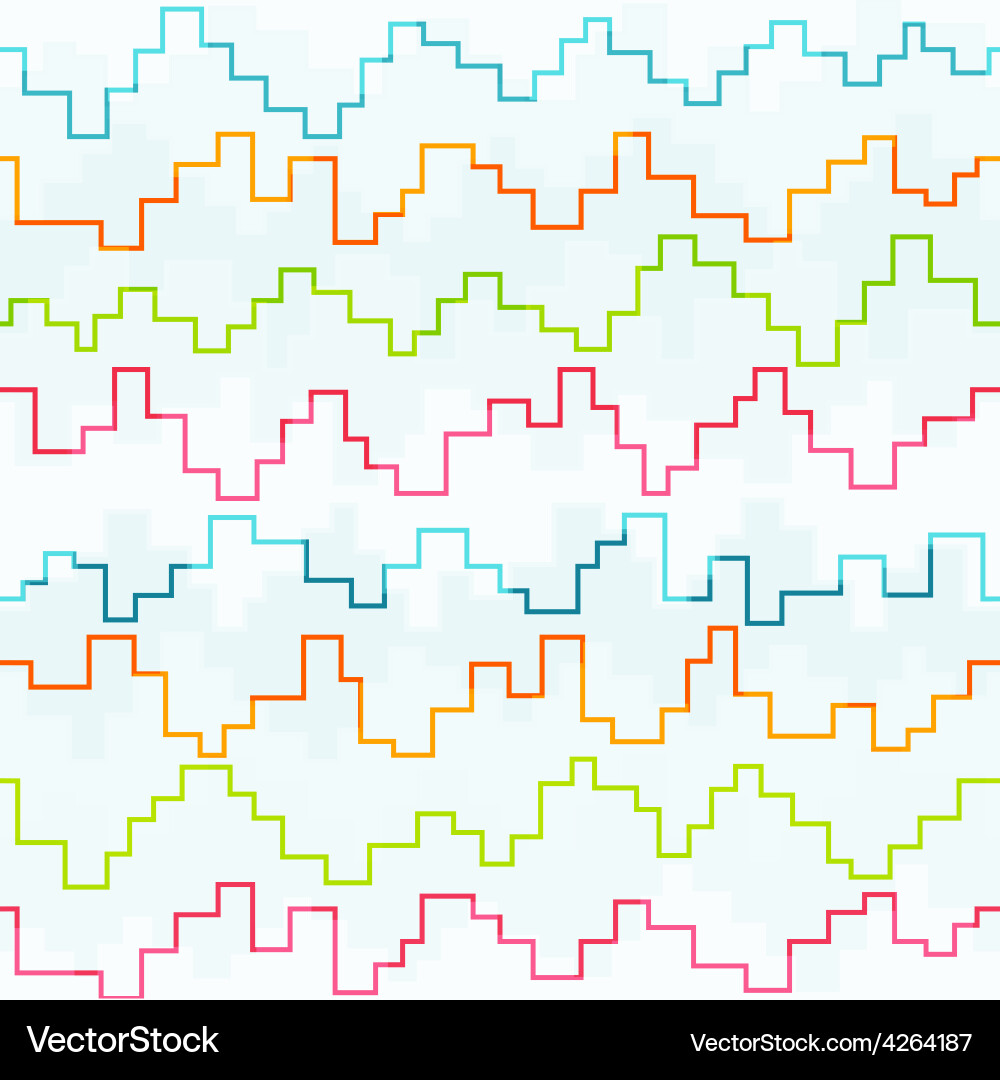 Colored pixel zigzag seamless pattern vector image