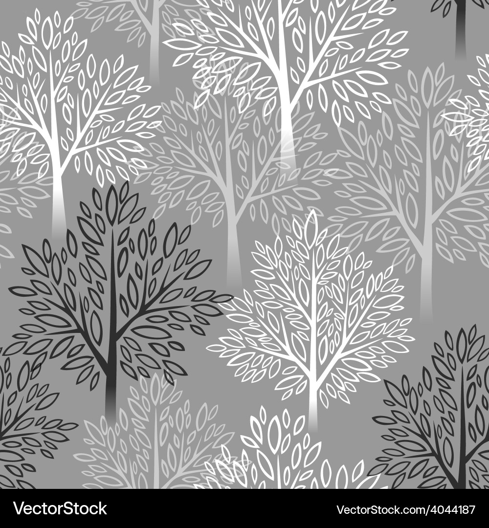 Gray Tree Seamless Pattern vector image