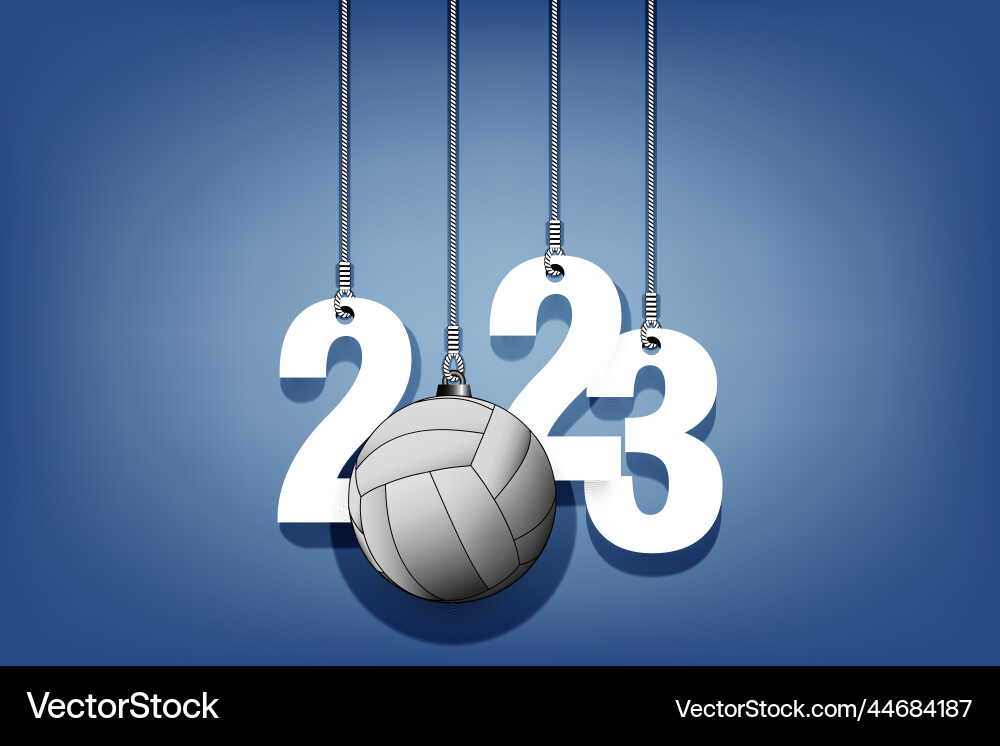 Happy new year 2023 and volleyball ball Happy new year 2023 and volleyball ball vector image