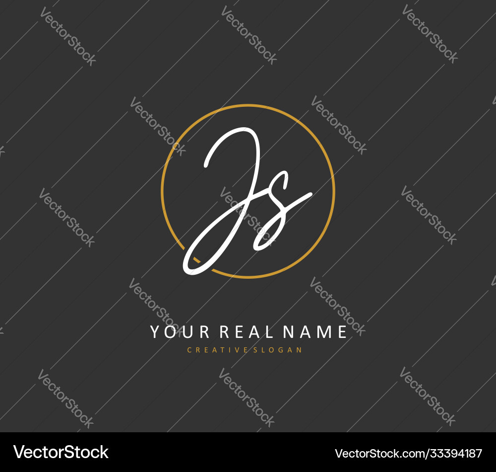J s js initial letter handwriting and signature Vector Image