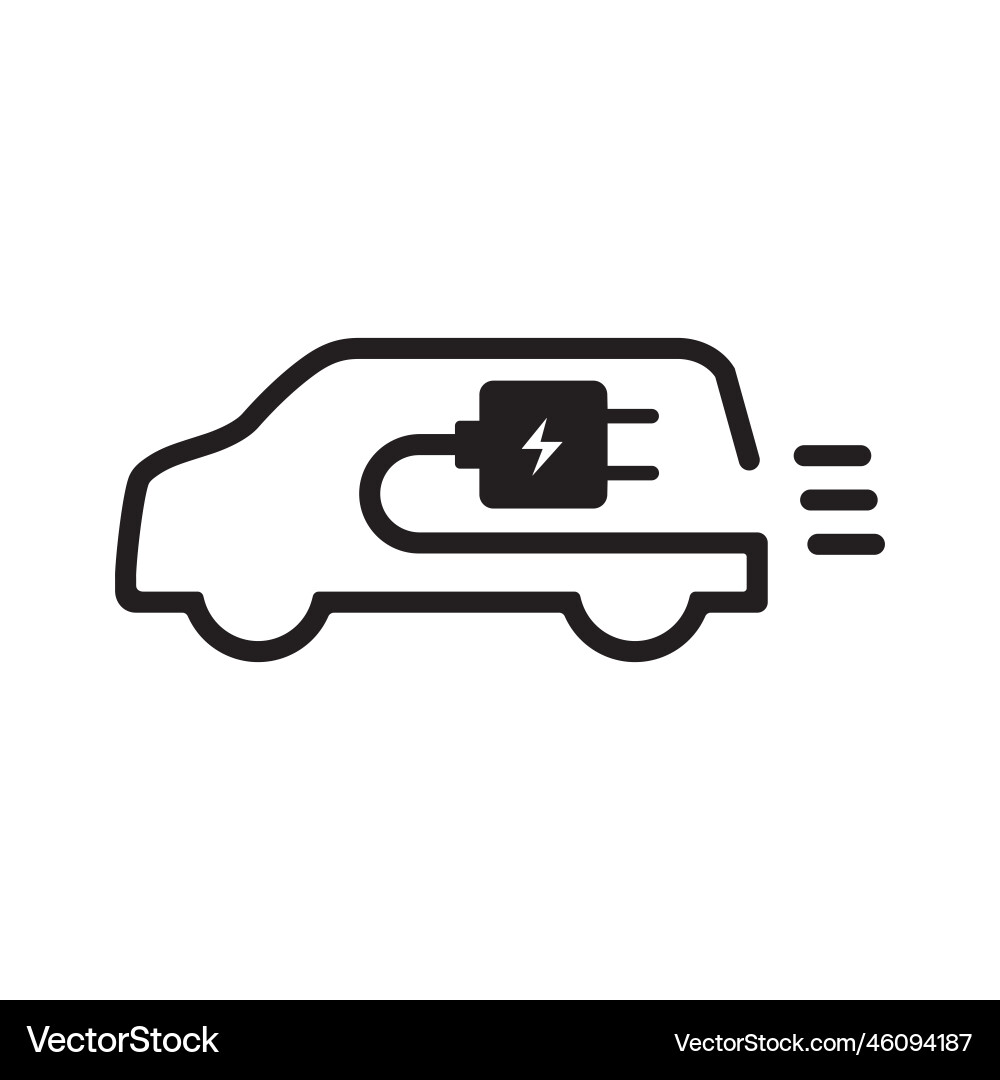 Outline Elektroauto Ikone isoliert flaches Design Outline Elektroauto Ikone isoliert flaches Design Vektorbild