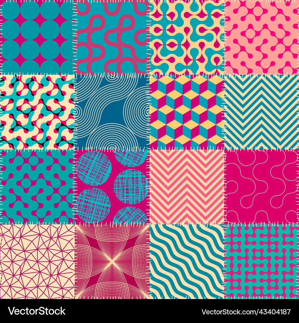 Patchwork textile pattern seamless quilting Patchwork textile pattern seamless quilting vector image