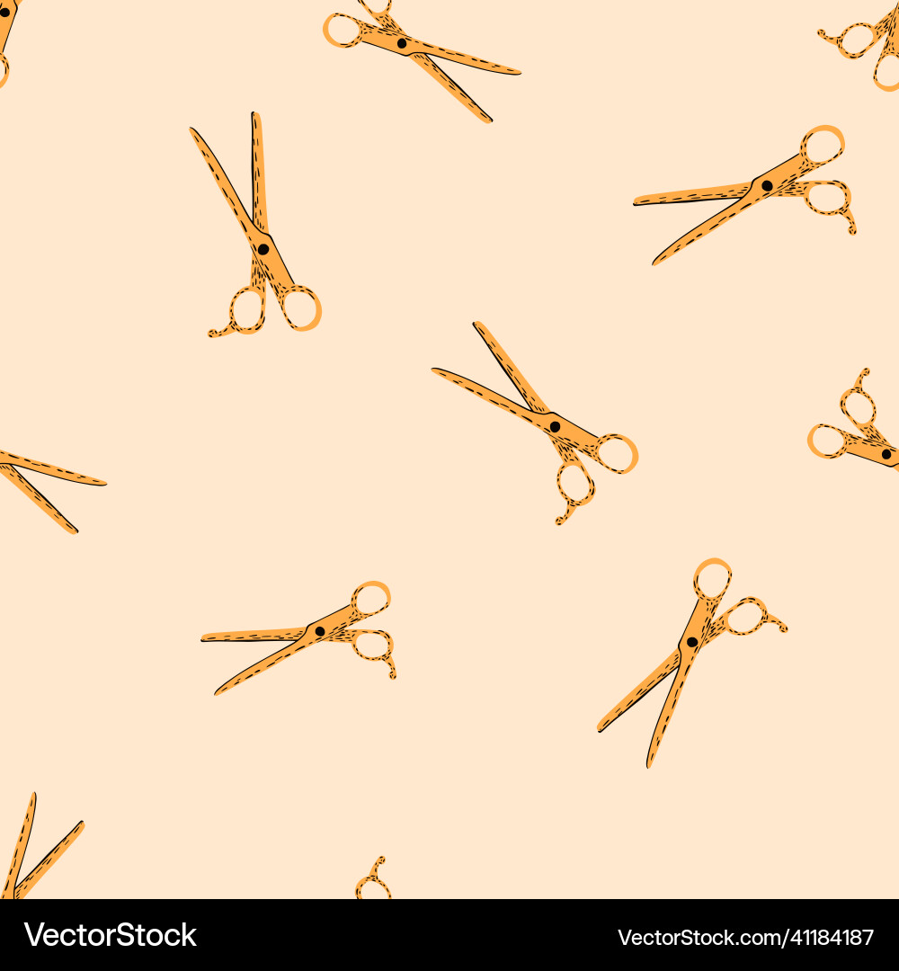 Scissors seamless pattern retro salon background Vector Image