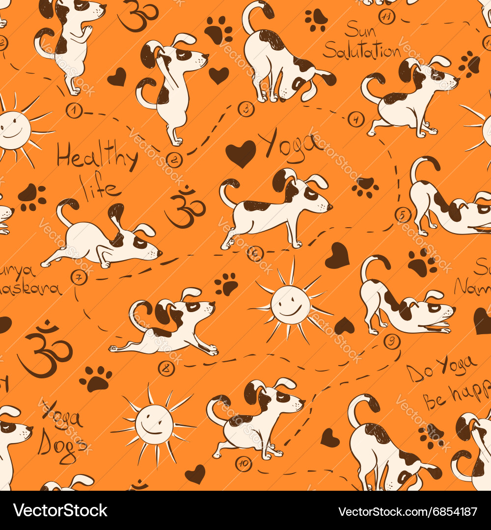 Seamless pattern with dog doing yoga position Vector Image