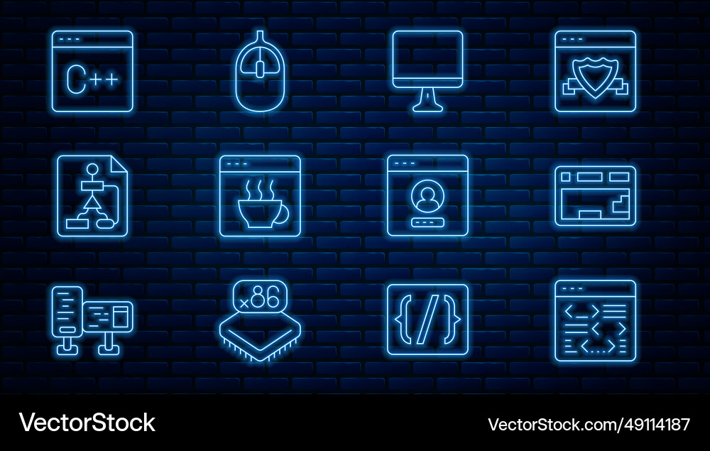 Set line software keyboard computer monitor Set line software keyboard computer monitor vector image
