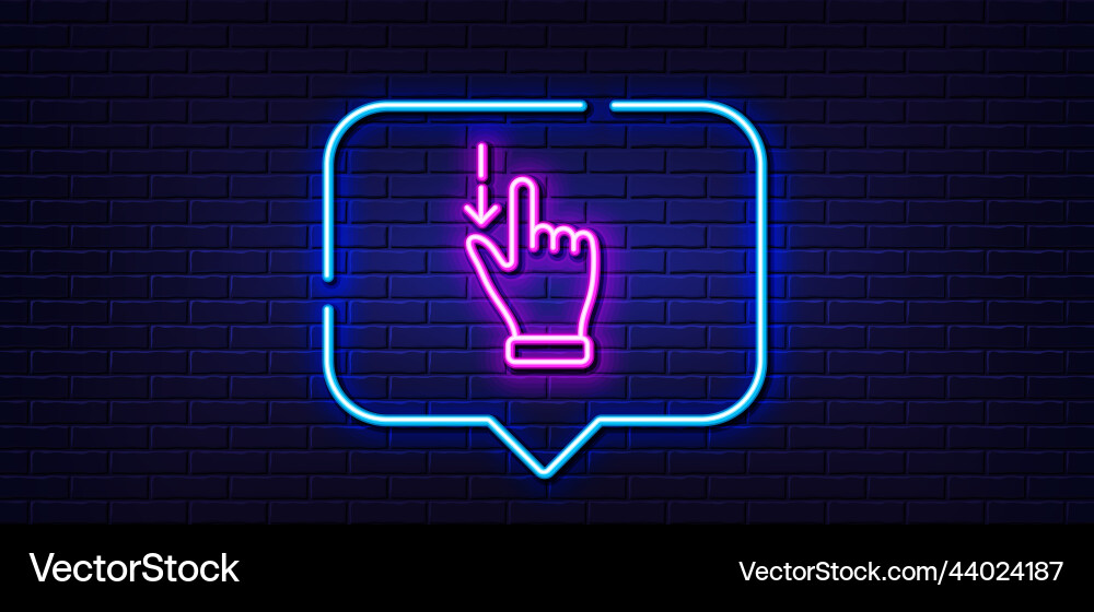 Touchscreen gesture line icon slide down arrow Touchscreen gesture line icon slide down arrow vector image
