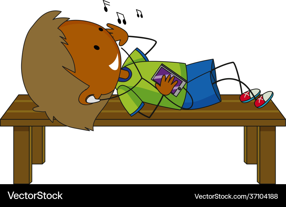 A boy listening music cartoon character isolated A boy listening music cartoon character isolated vector image