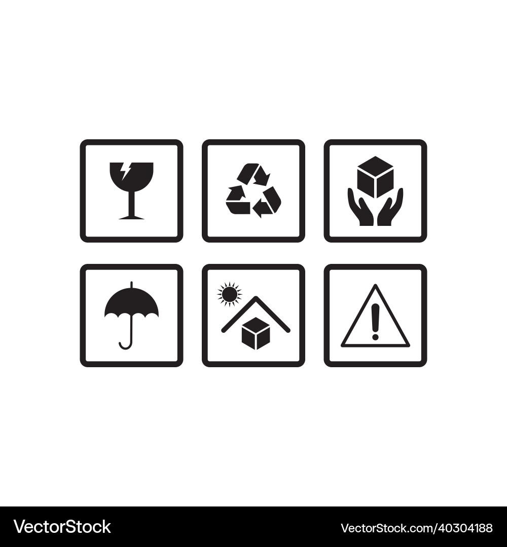A set of package icon fragile vector image