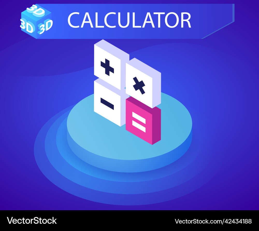 Calculator isometric design icon web 3d colorful Vector Image