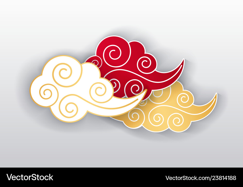 Chinese Cloud Art - Linienzeichnung Vektorbild