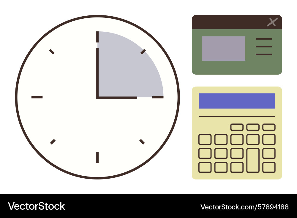 Clock with countdown timer digital interface Vector Image