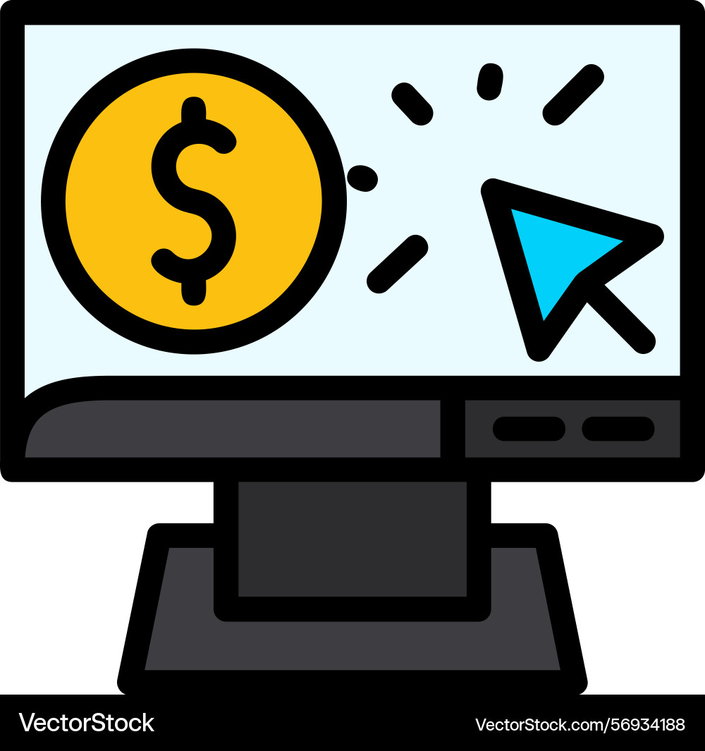 Cost per click line filled style icon design Vector Image
