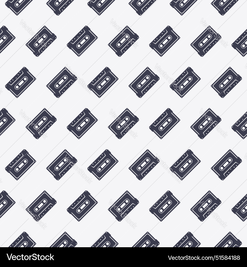 Diagonal seamless pattern of audio cassettes vector image
