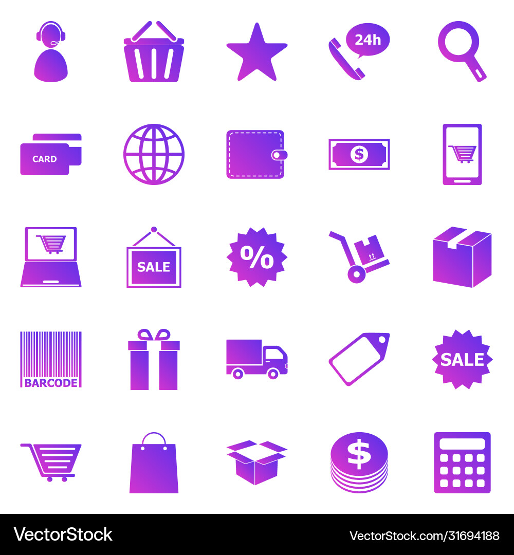 E-Commerce-Gradienten-Symbole auf weißem Hintergrund E-Commerce-Gradienten-Symbole auf weißem Hintergrund vektorbild