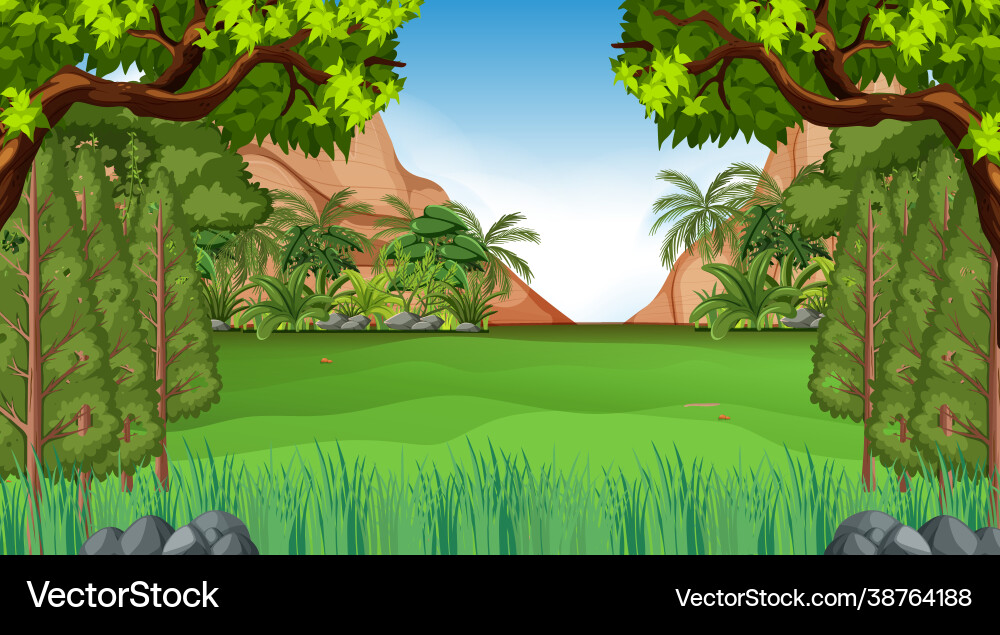 Forest scene with various trees Vector Image