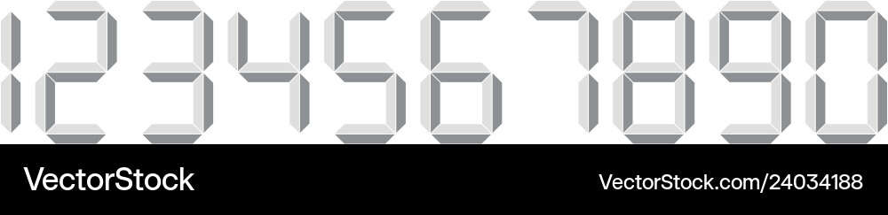 Grey digital numbers seven-segment Grey digital numbers seven-segment vector image