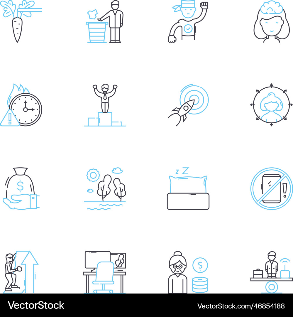 Ideation sessions linear icons set brainstorming Vector Image