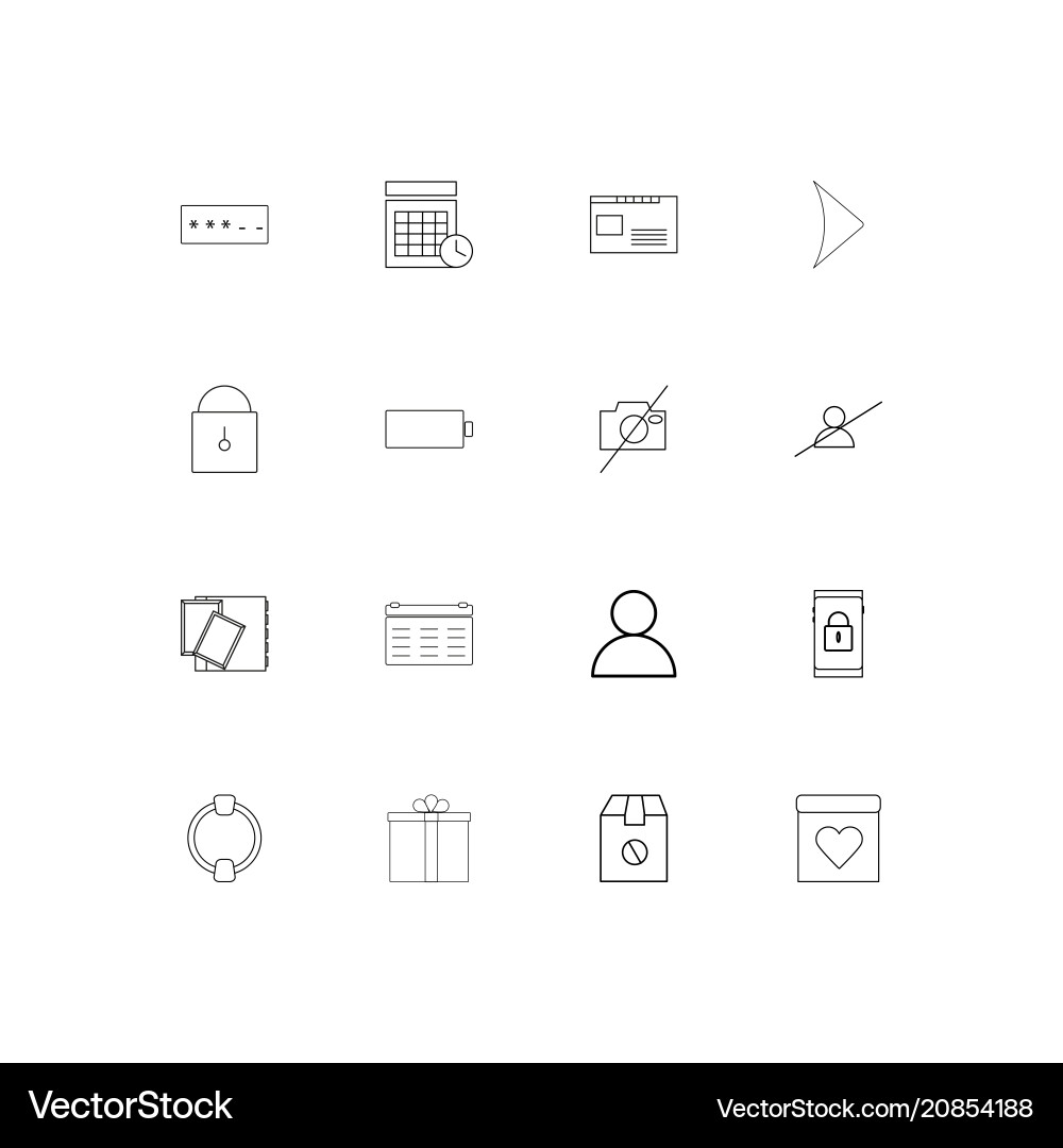 Interface linear thin icons set outlined simple Vector Image