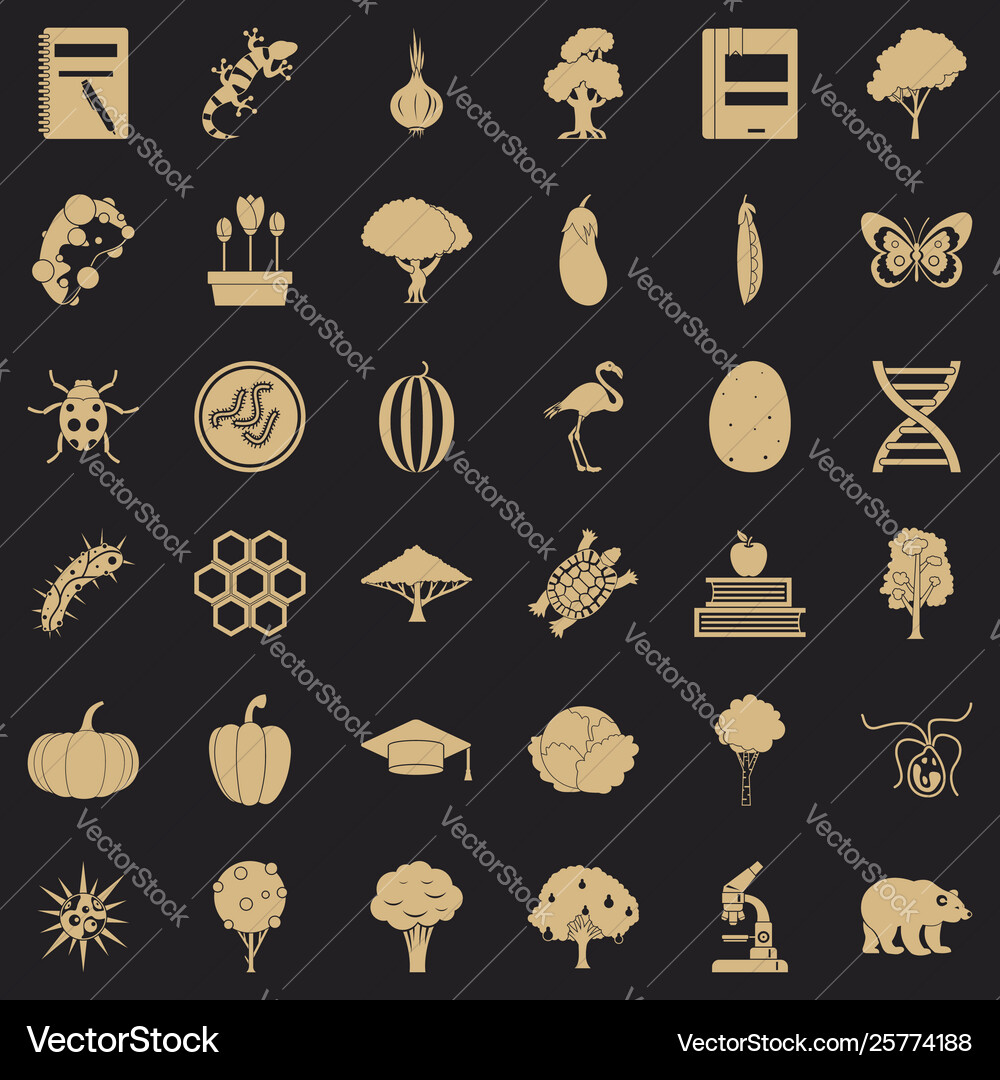 Microbial icons set simple style Microbial icons set simple style Vector Image