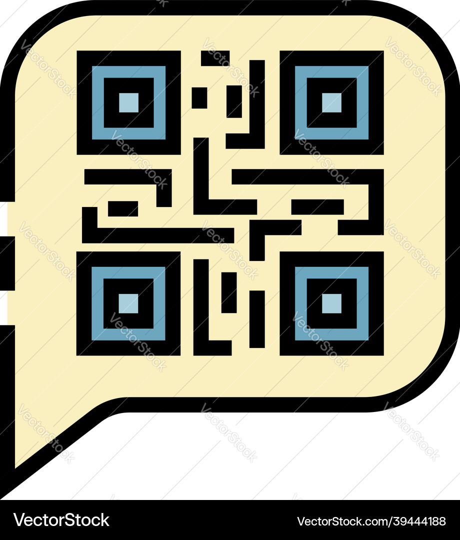 Qr code in chat bubble icon color outline Qr code in chat bubble icon color outline vector image