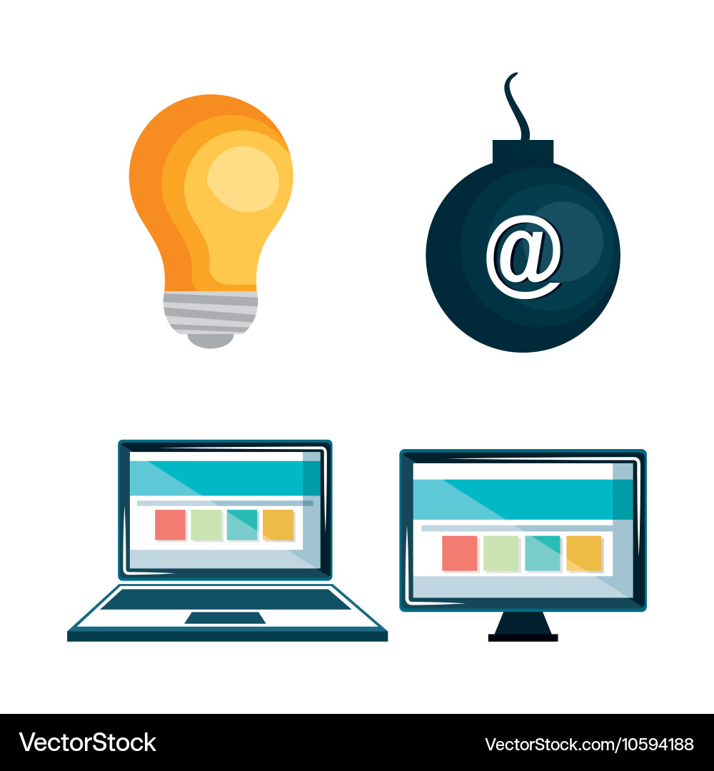 Set technology data digital security design vector image