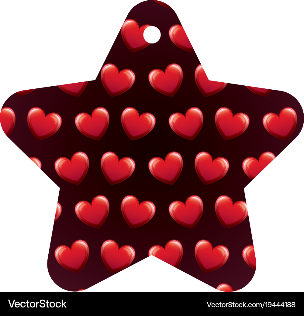Star frame with hearts pattern background Vector Image