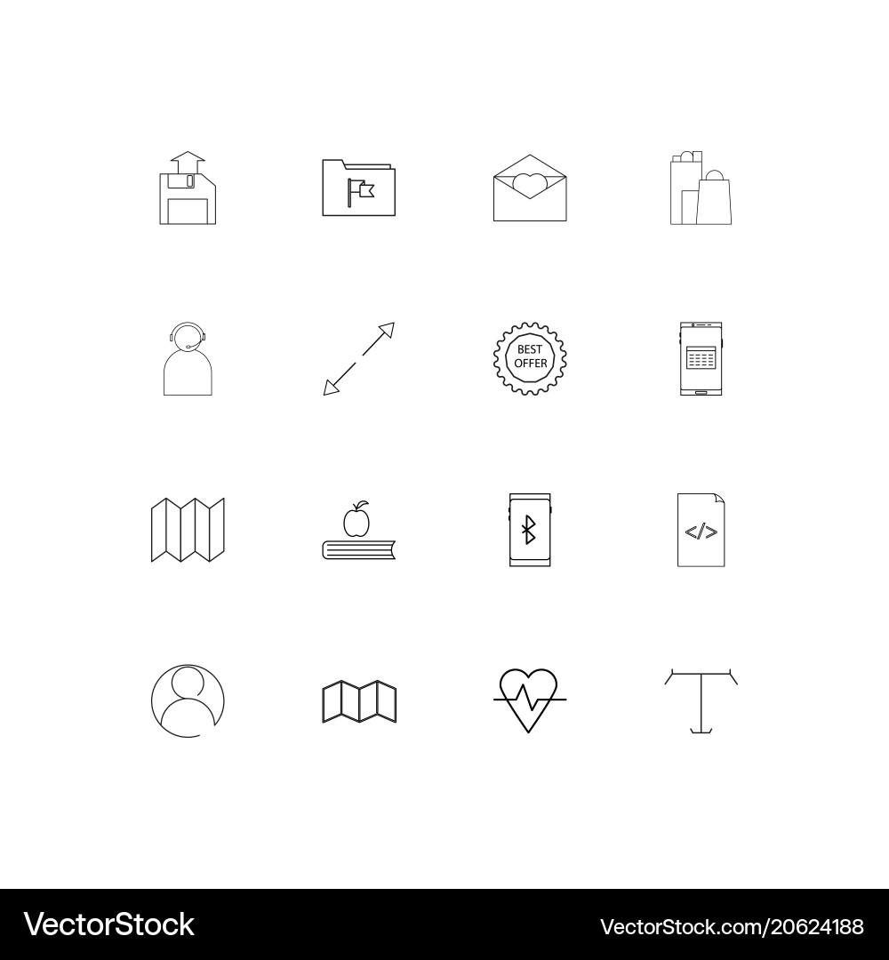Web and text simple linear icons set outlined vector image