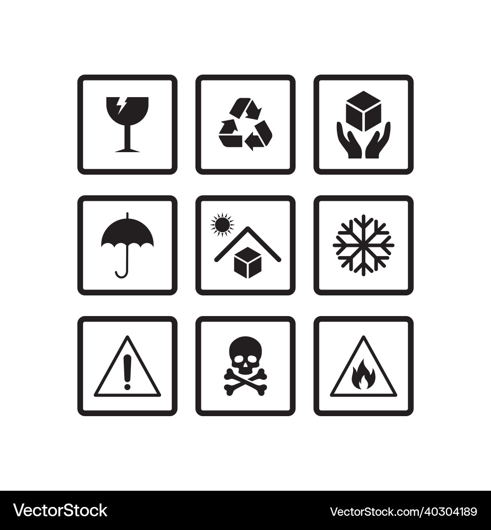 A set of package icon fragile vector image