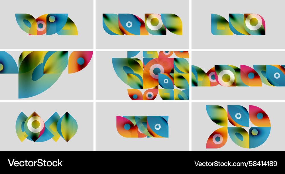 Abstract colorful shapes gradients overlapping Vector Image