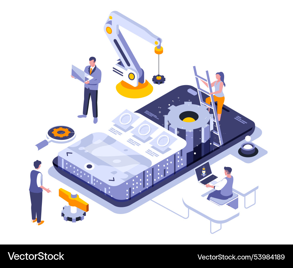 App development landing page template mobile Vector Image