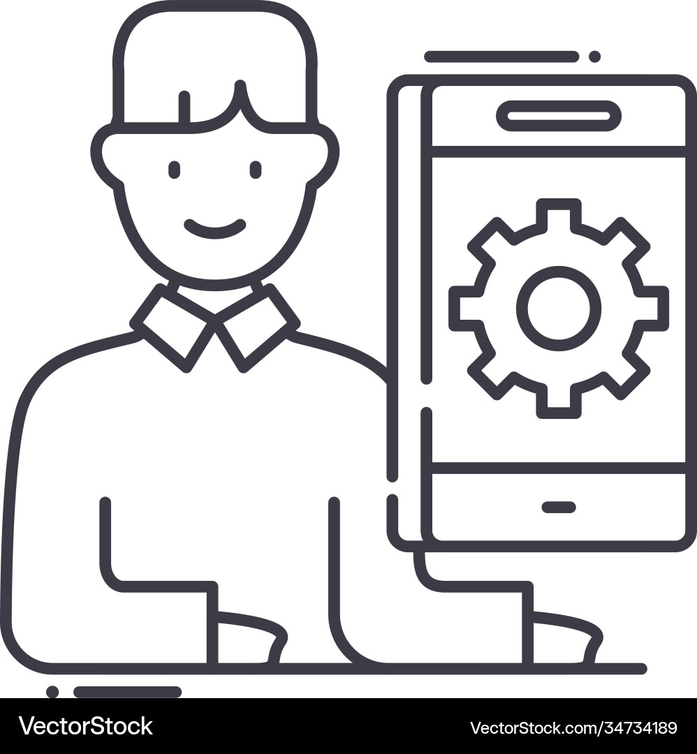 Application developer icon linear isolated Application developer icon linear isolated vector image