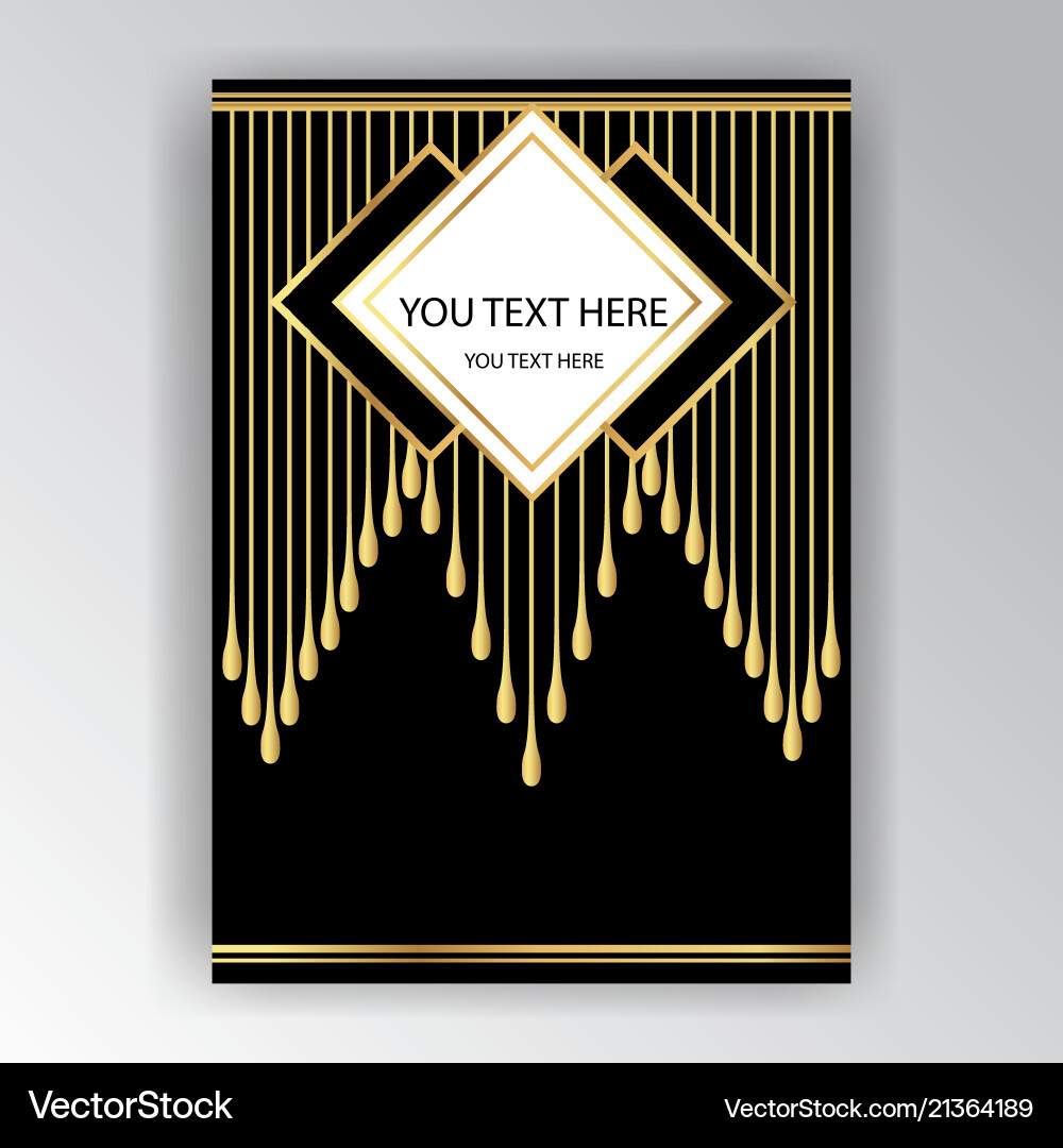 Art deco template golden-black a4 page menu Art deco template golden-black a4 page menu vector image