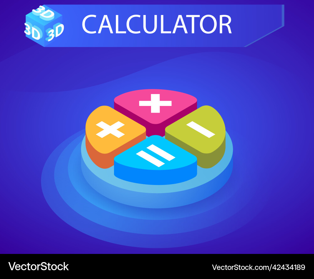 Calculator isometric design icon web 3d colorful Calculator isometric design icon web 3d colorful vector image
